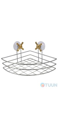 Arino Ventil corner mesh shelf, steel, polished chrome/gold