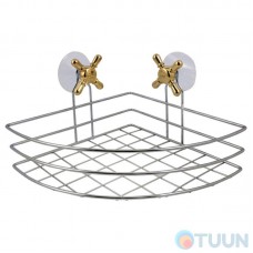 Arino Ventil corner mesh shelf, steel, polished chrome/gold