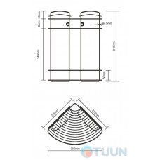 Corner mesh shelf double W2100 (21.5*21.5*34cm)