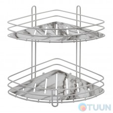 Arino corner double bathroom shelf, steel, 2 mounting methods, white marble