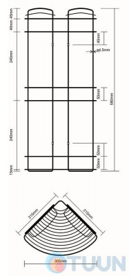 Triple corner mesh shelf W2101 (21.5*21.5*52.5cm)