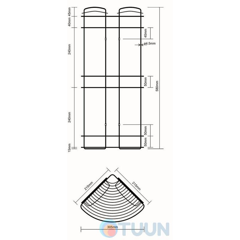 Triple corner mesh shelf W2101 (21.5*21.5*52.5cm)