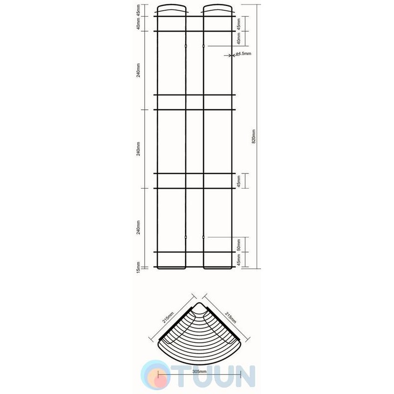 Поличка-сітка кутова четверна W2102 (21,5*21,5*70см)