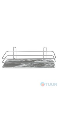 Arino bathroom shelf, rectangular, steel, 2 mounting methods, white marble