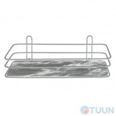 Arino bathroom shelf, rectangular, steel, 2 mounting methods, white marble