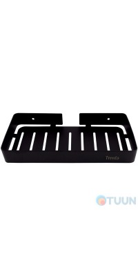Trento bathroom shelf, rectangular, single, stainless steel, matte black