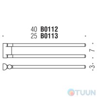 Colombo B0112 LunaВешалка двойная 40см хром