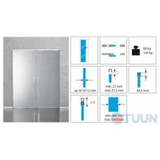 Koblenz Art.1750 / 2 Sliding system for glass 80/120kg for 2 doors