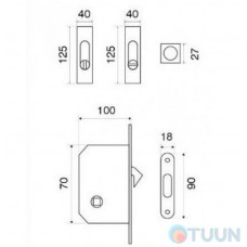 Sliding door handle Fimet 3663AR F05+LOCK+MQ matt chrome (set)