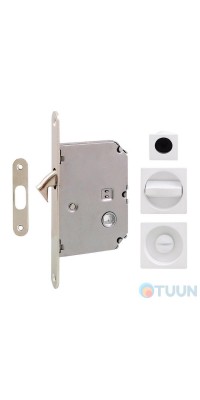 Ручка на раздв. двері Fimet 3667R +LOCK+MQ мат білий (комплект wc)