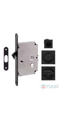 Ручка на раздв. двері Fimet 3667R +LOCK+MQ мат чорний (комплект wc)