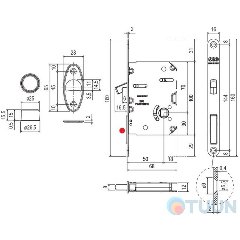 AGB sliding door mechanism Art. B0898150FM Scivolla Tre CLASS WC matte white