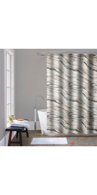 Marble Bath or Shower Curtain, 180x200, Black with White