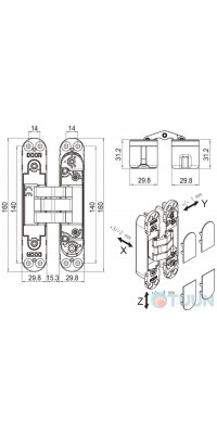 Петля Koblenz KU BI Art.7080 CS 80/100кг мат хром