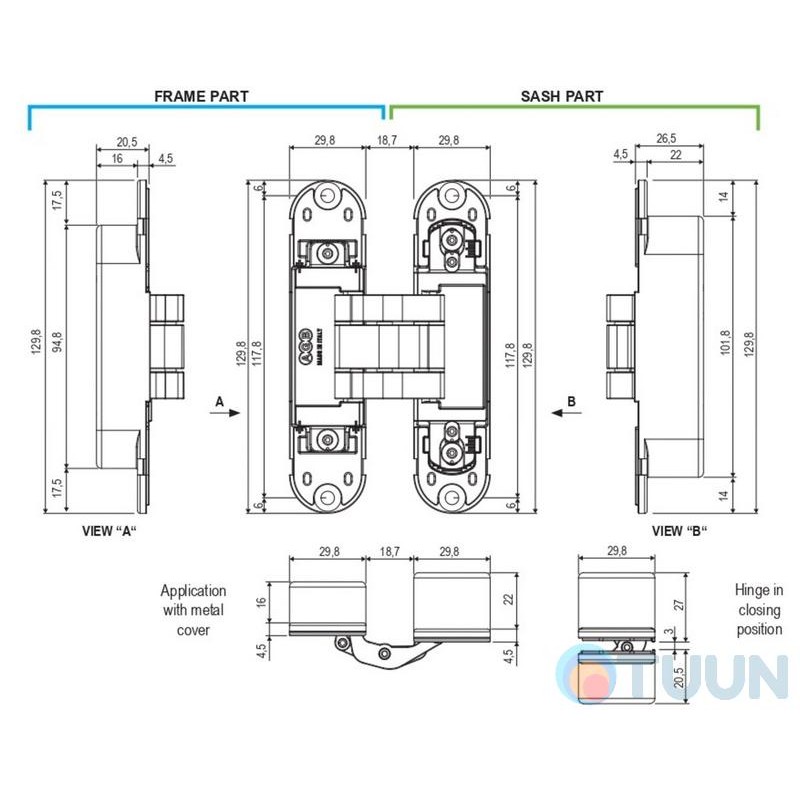 Петля AGB Art. E302009234 Eclipse 2.1 матовый хром