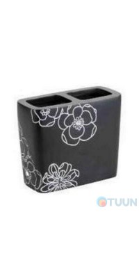 Trento Crystal nero black brush holder