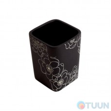 Склянка для щіток чорн Trento Crystal nero