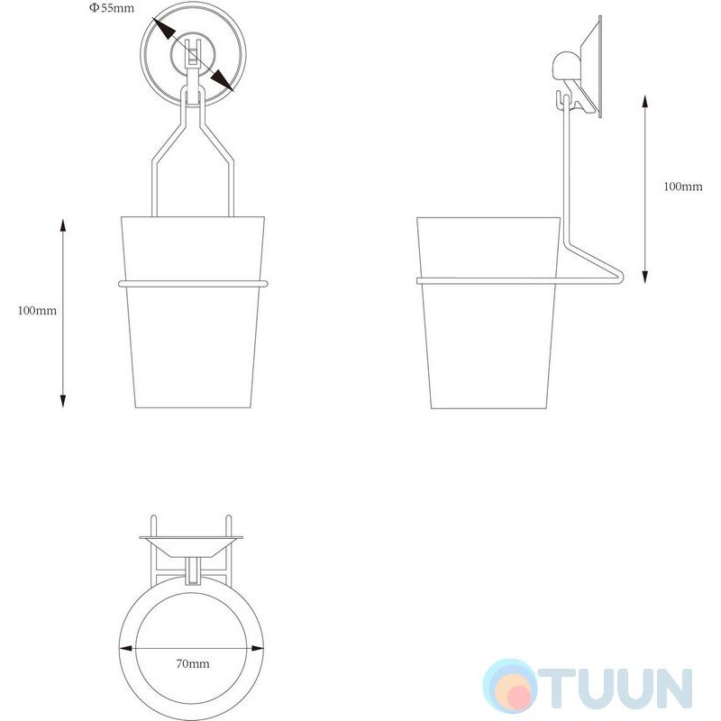 Plastic toothbrush cup, with suction cups TC 1337