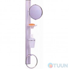 Wall-mounted toilet rack (mirror, soap dish, soap dispenser, circle) 06081 