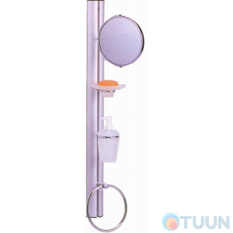 Wall-mounted toilet rack (mirror, soap dish, soap dispenser, circle) 06081 
