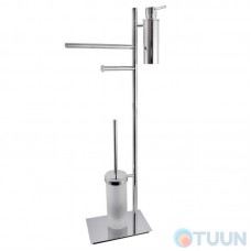 Colombo B9918 Planets Stand with liquid soap dispenser, clothes hanger and brush chrome/glass