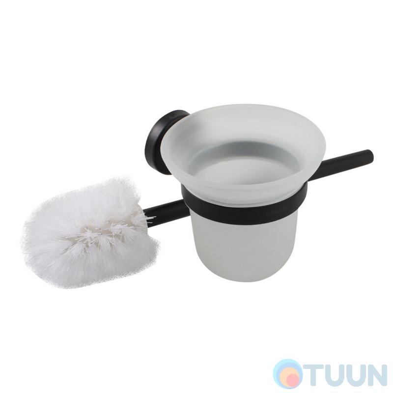 Arino City toilet brush, matte black, glass bulb