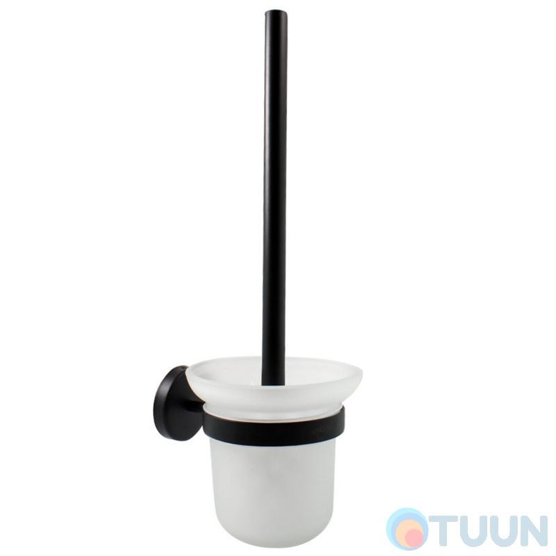 Arino City toilet brush, matte black, glass bulb