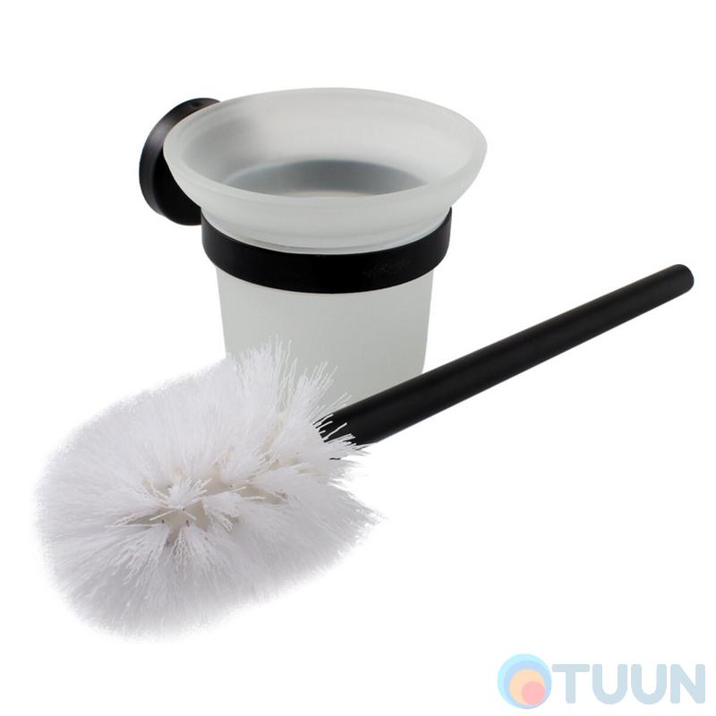 Arino City toilet brush, matte black, glass bulb