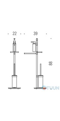 Colombo B9849 Planets stand with soap dispenser, coat hanger, paper holder and glass brush