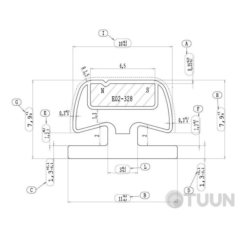 Comeo Porte ущільнювач 0880 термоеластопластів 11*2100 мм сірий з магнітом (без скотча)