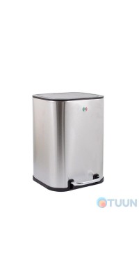 Slow Motion pedal bucket, square, 5l stainless steel, plastic lid