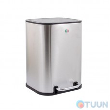 Slow Motion pedal bucket, square, 5l stainless steel, plastic lid