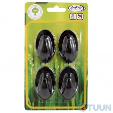 Arino Hook Set, 4 pieces, black plastic, self-adhesive