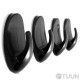 Arino Hook Set, 4 pieces, black plastic, self-adhesive