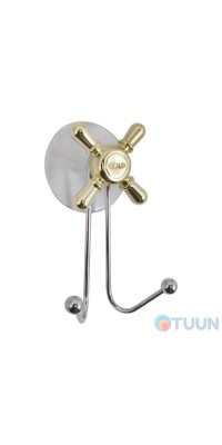 Arino Ventil double hook, steel, polished chrome/gold