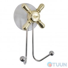 Arino Ventil double hook, steel, polished chrome/gold