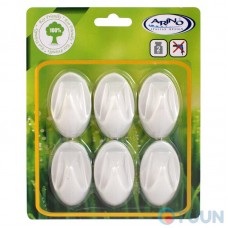 Set of hooks 6 pcs white SK7 blister Arino