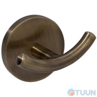 Крючок двойной Trento на круглой основе, античная латунь