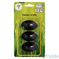 Набір гачків Arino СК8, 3 штуки, чорний, блістер