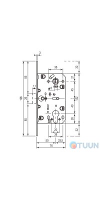 AGB Art. B061035022 Mediana Polaris mechanism for cylinder ant bronze 85mm