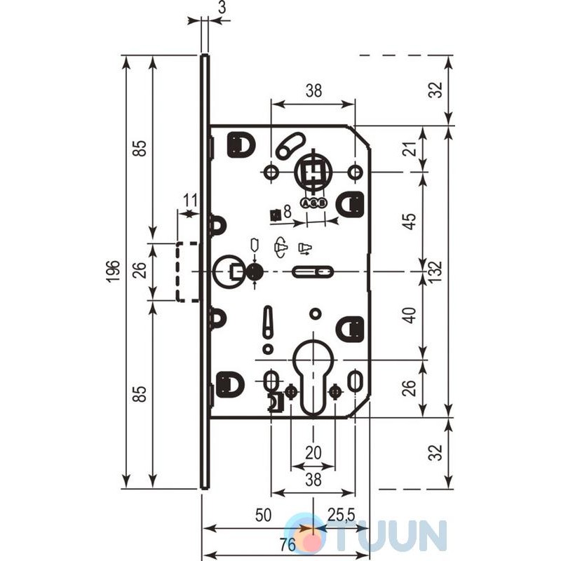 AGB Art. B011035012 Механизм Mediana Evolution под цилиндр ант латунь 85мм