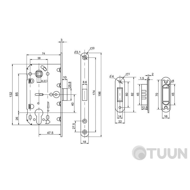 Comit 81701 Механизм замка магнитный никель мц 85мм + ответная планка