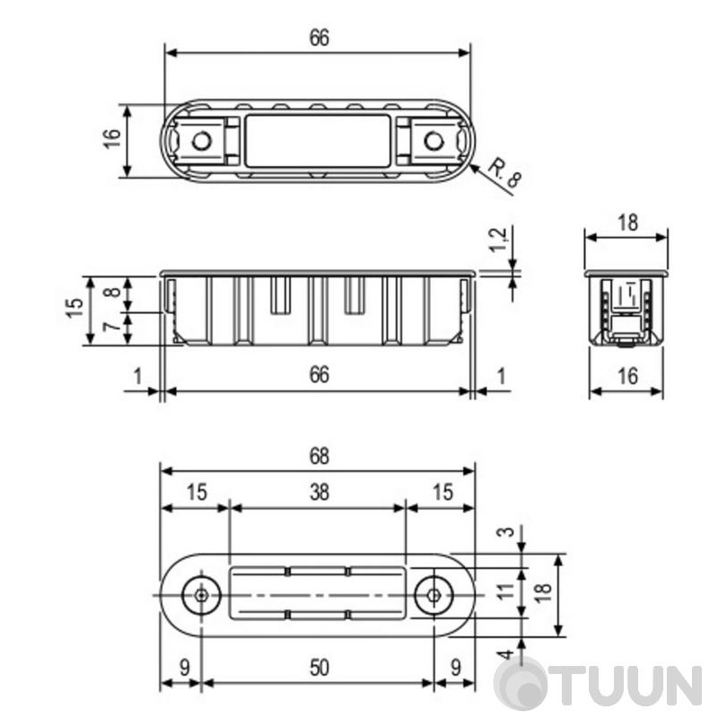 Matching bar for AGB lock Art. B024043078 Touch, for aluminum boxes, gray