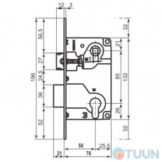 AGB Art. B010255003 Механізм замку латунь 85мм