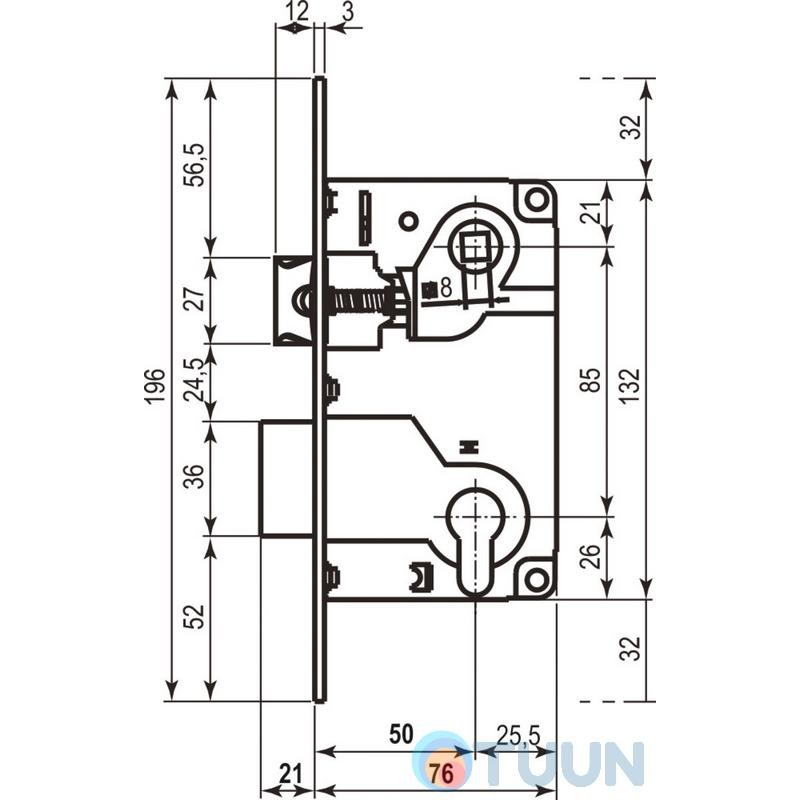 AGB Art. B010255022 Механізм замка ант бронза 85мм