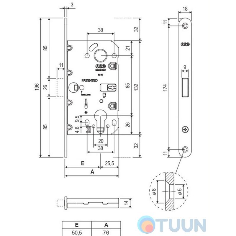 Mediana Polaris AGB mechanism Art. B061335093 Wave for cylinder matte black
