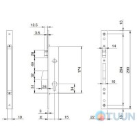 Iseo narrow mortise lock with roller 781202252