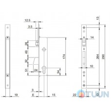 Iseo narrow mortise lock with roller 781202252