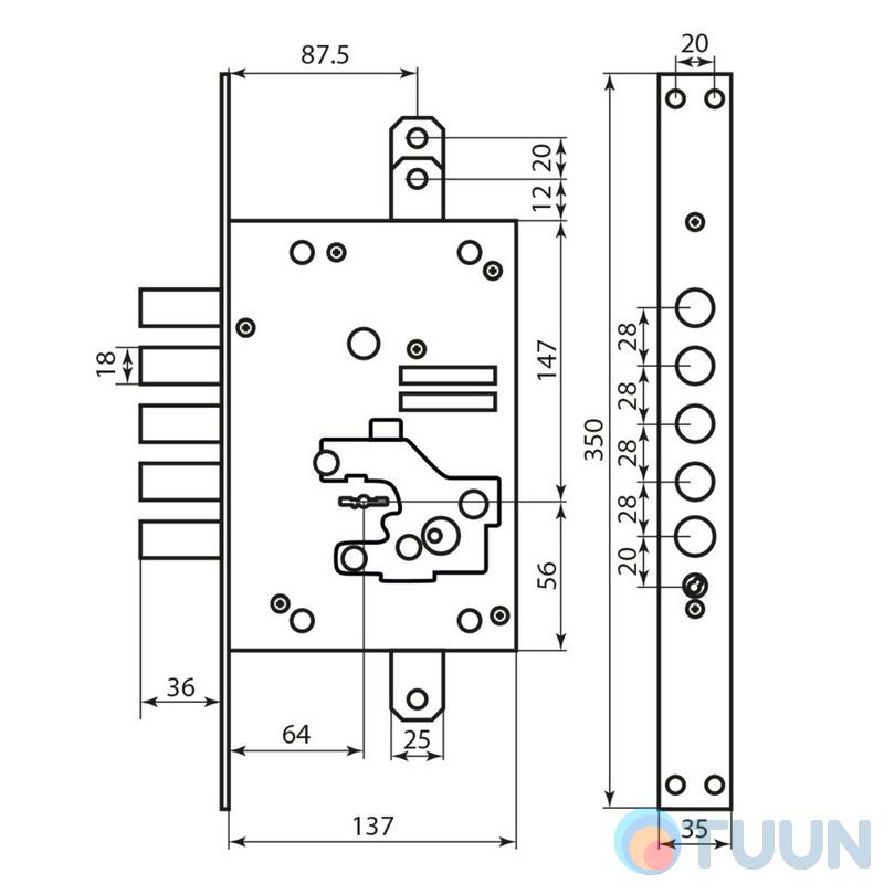 Mottura Art. 52J525D8005DCWM 5-bar lock right 6cm