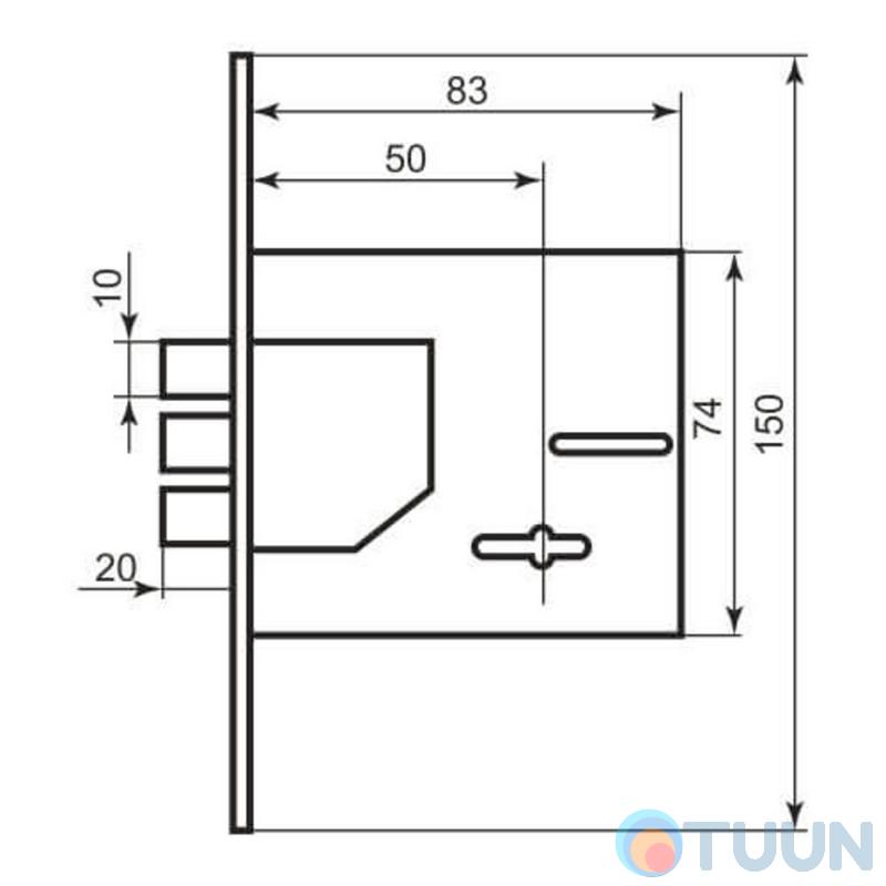 BRUNO 1082 mortise lock 5cl chrome